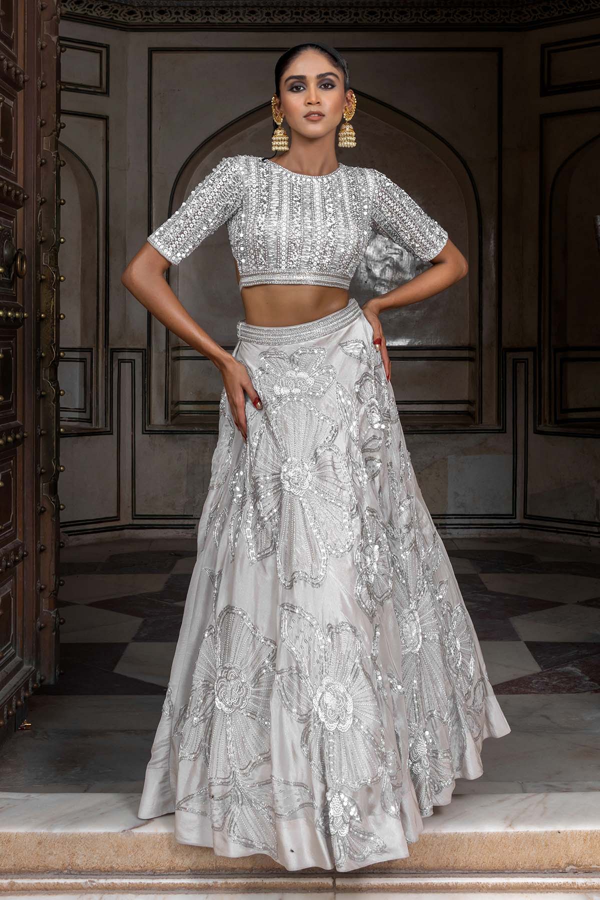 DUSTY IVORY BRIDAL LEHENGA SET