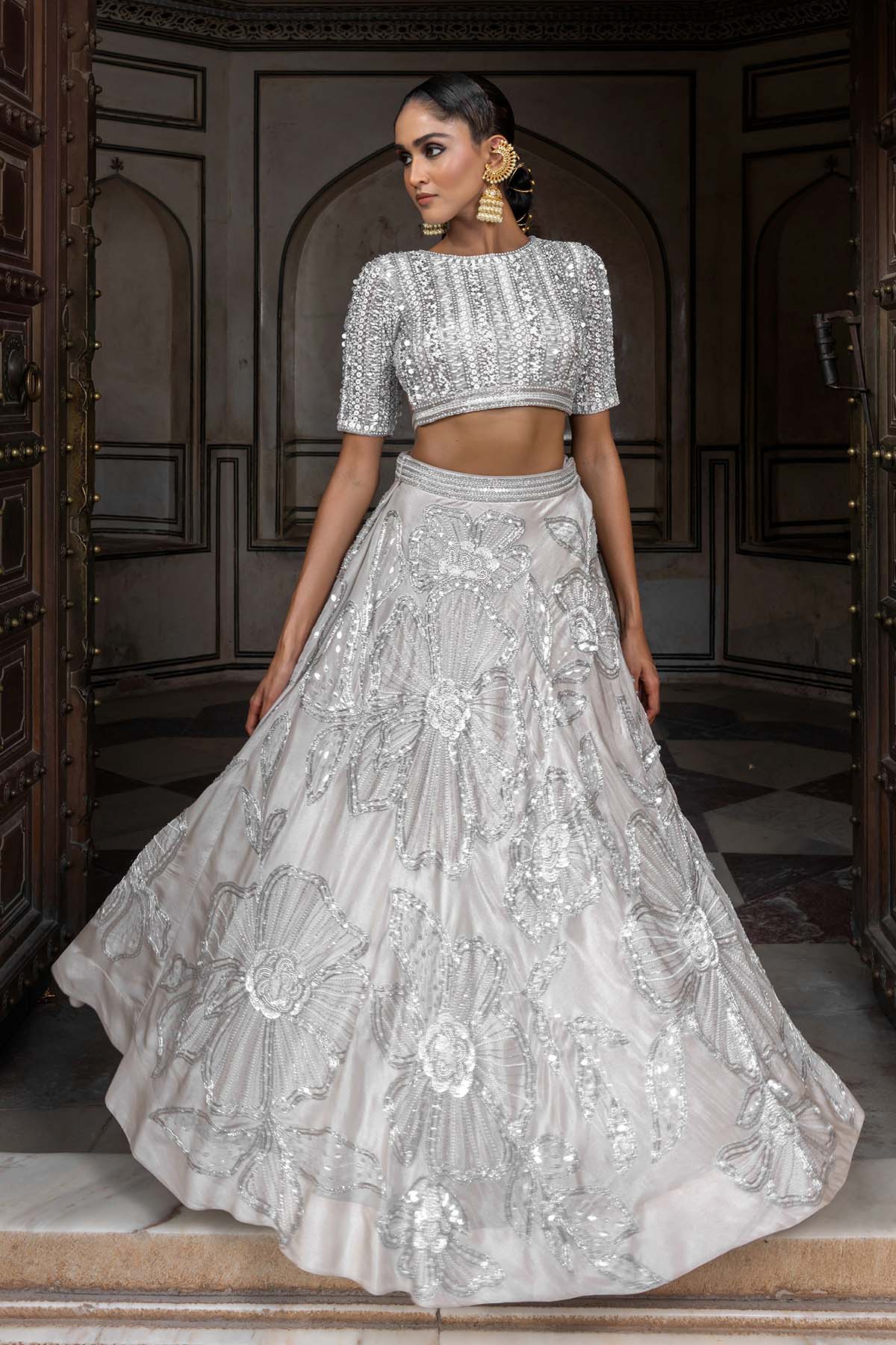 DUSTY IVORY BRIDAL LEHENGA SET