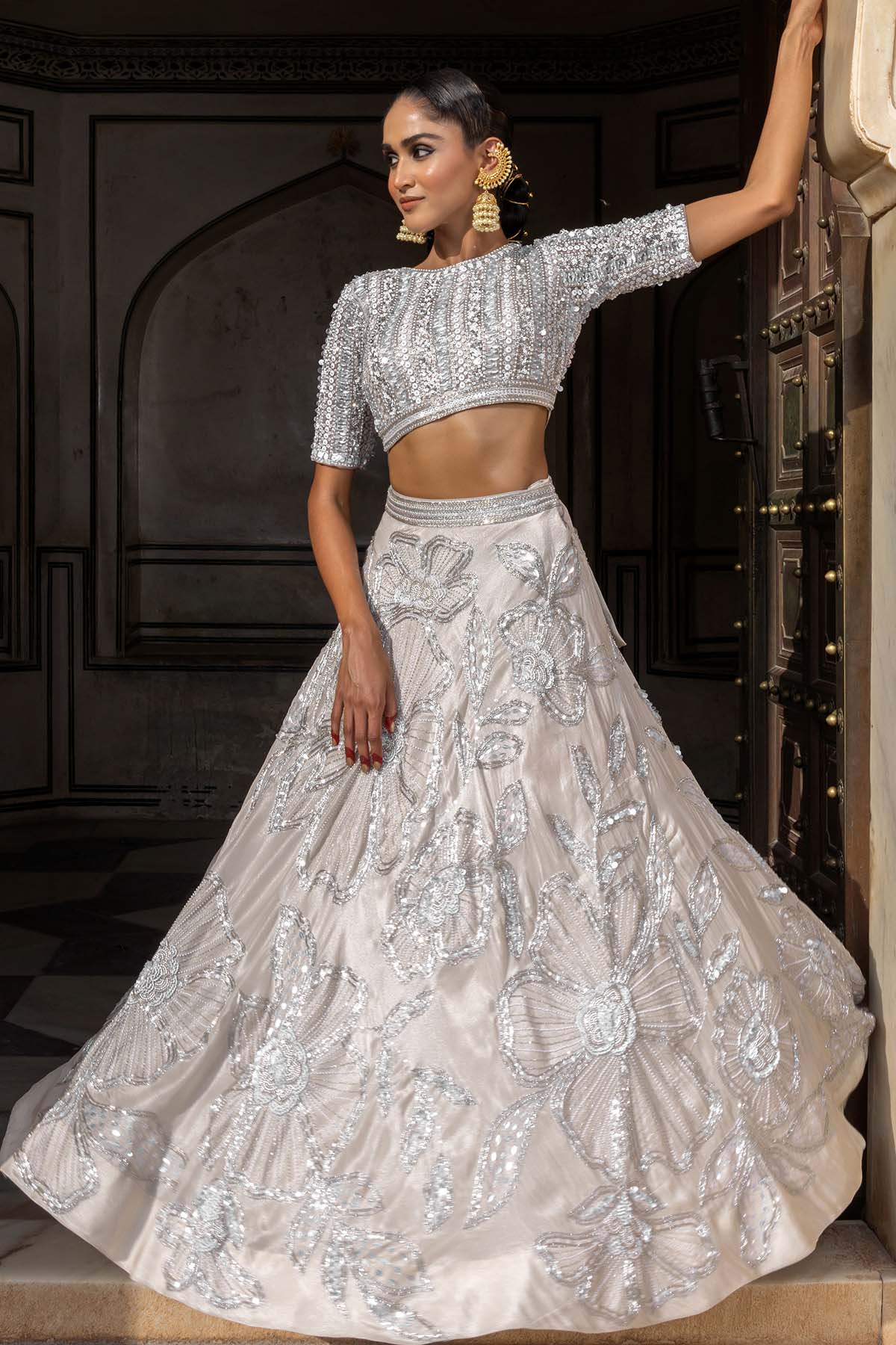 DUSTY IVORY BRIDAL LEHENGA SET