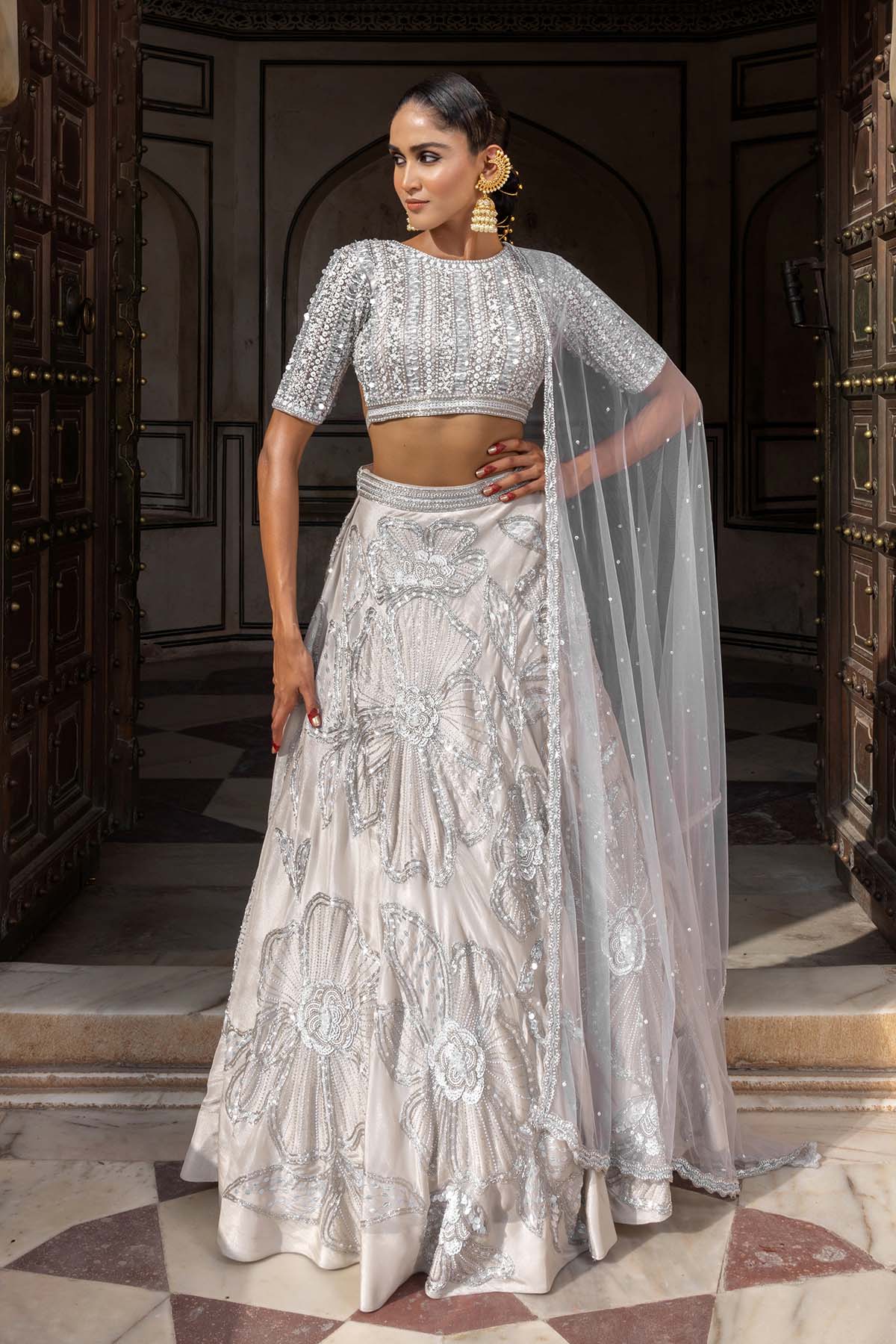 DUSTY IVORY BRIDAL LEHENGA SET