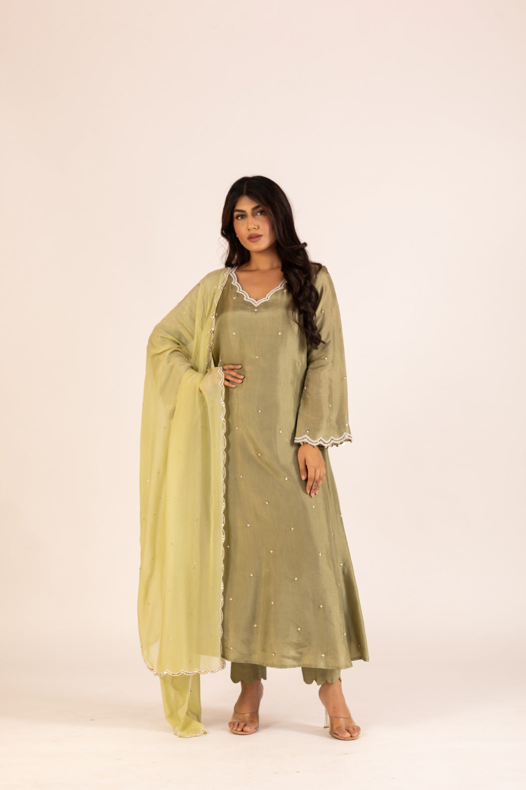 OLIVE GREEN KURTA SET