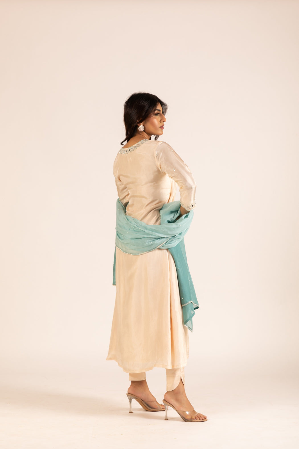BEIGE AND POWDER BLUE ANGRAKHA SET