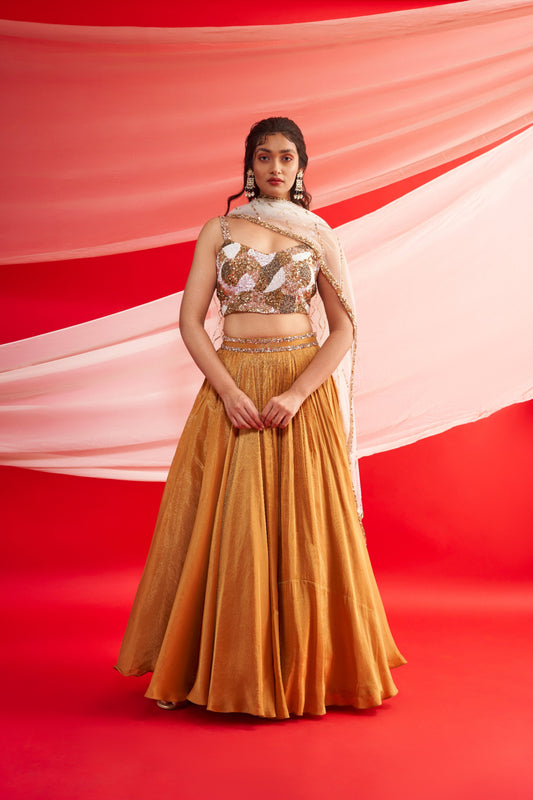 GOLDEN SHIMMER LEHENGA SET