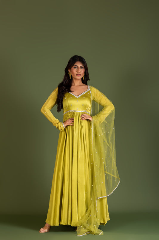 LIME GREEN ANARKALI SET