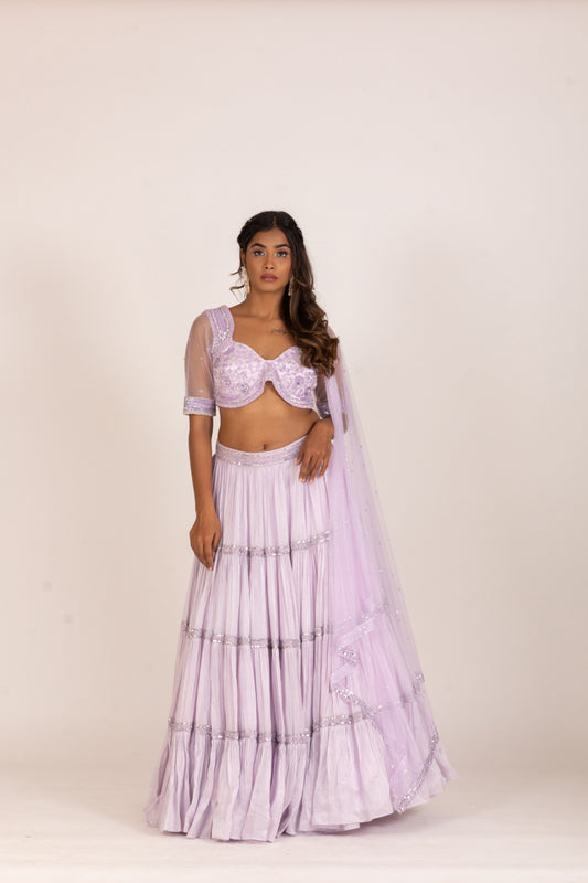 LILAC TIER LEHENGA SET