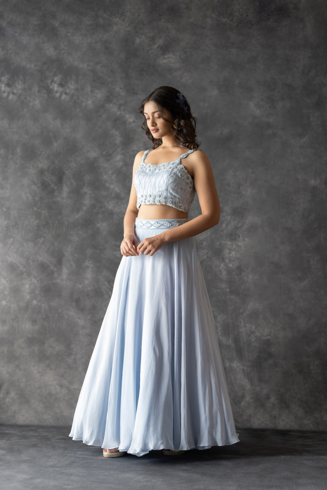 POWDER BLUE ORGANZA LEHENGA SET