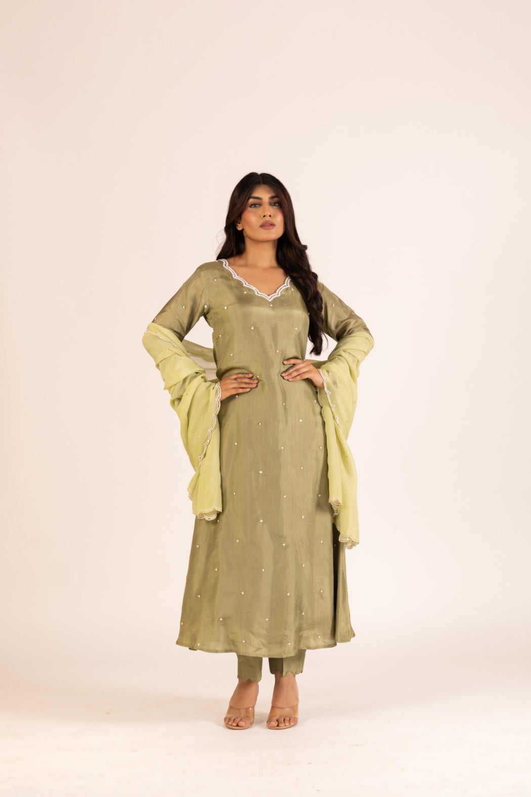 OLIVE GREEN KURTA SET