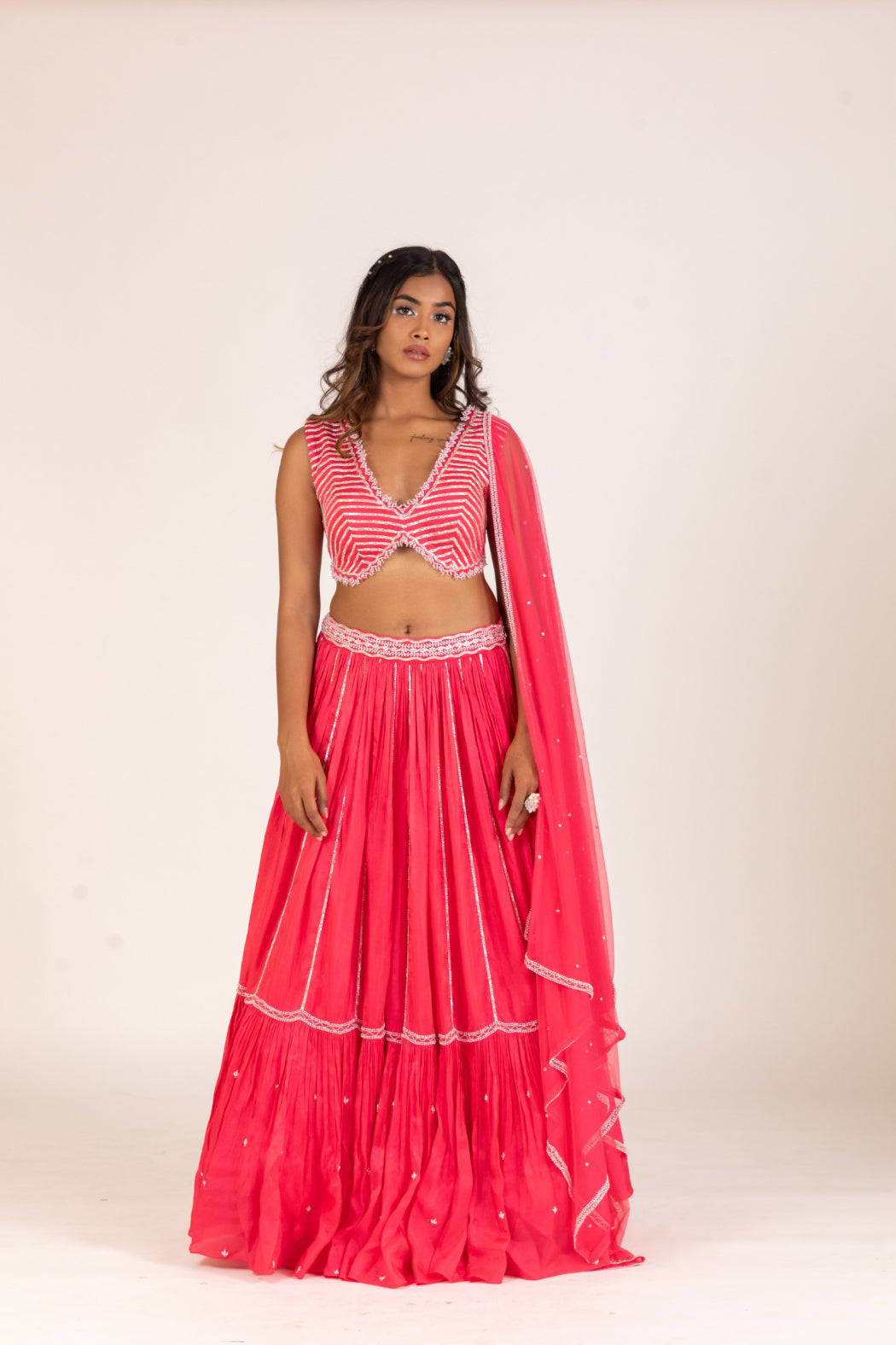 HOT PINK KALI LEHENGA SET