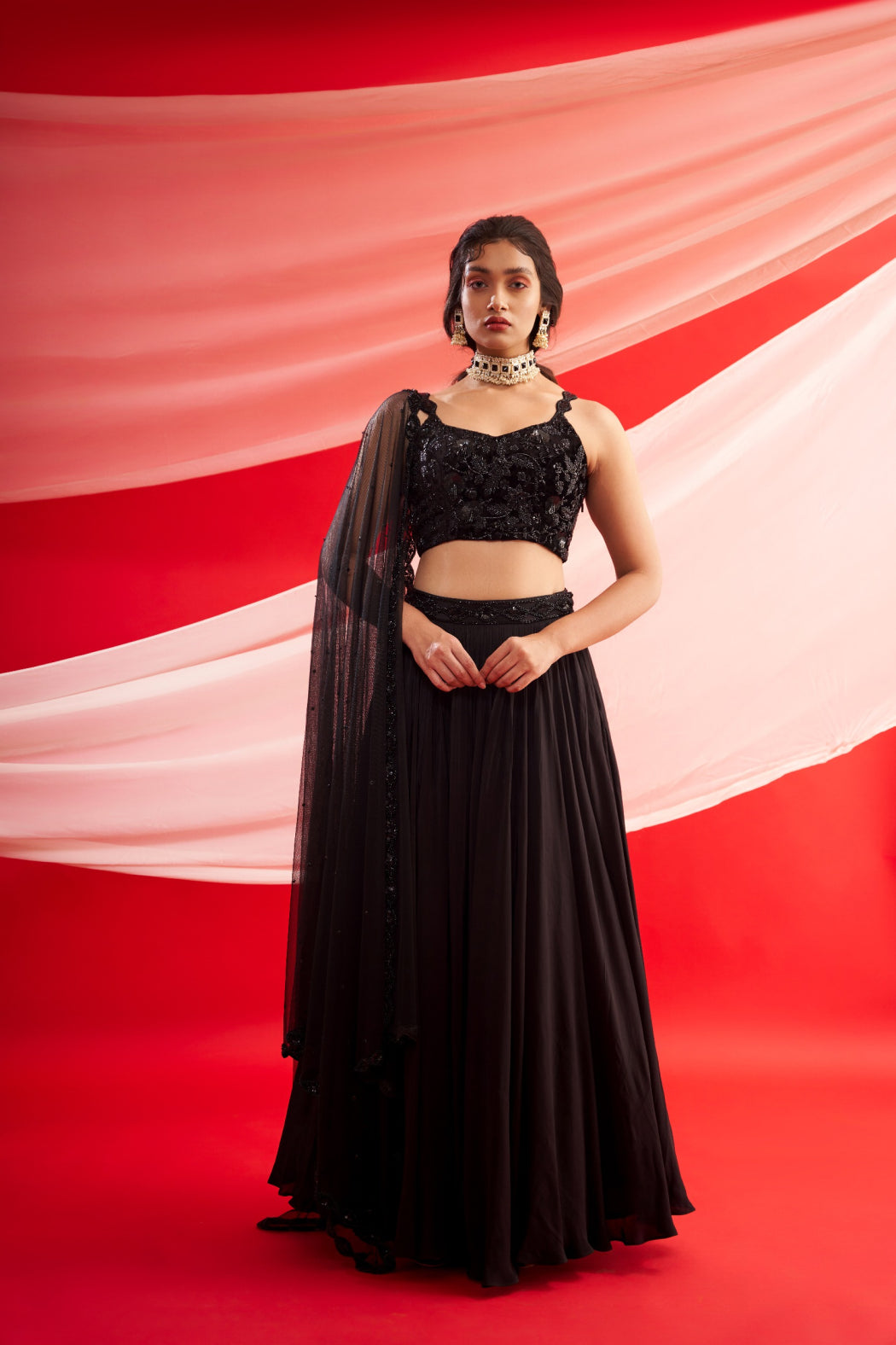 BLACK VELVET LEHENGA SET