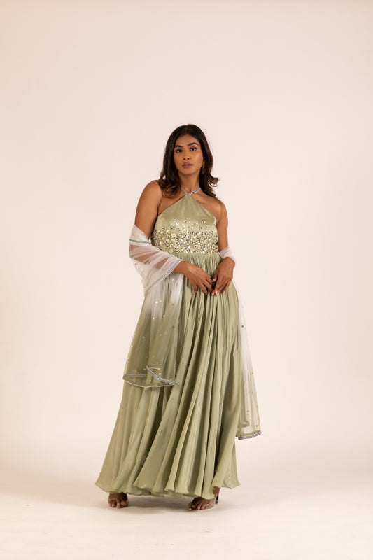 SAGE GREEN GOWN SET