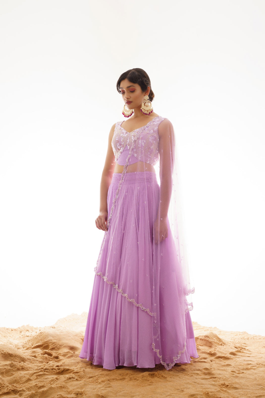 LILAC PEARL EMBROIDERED LEHENGA SET