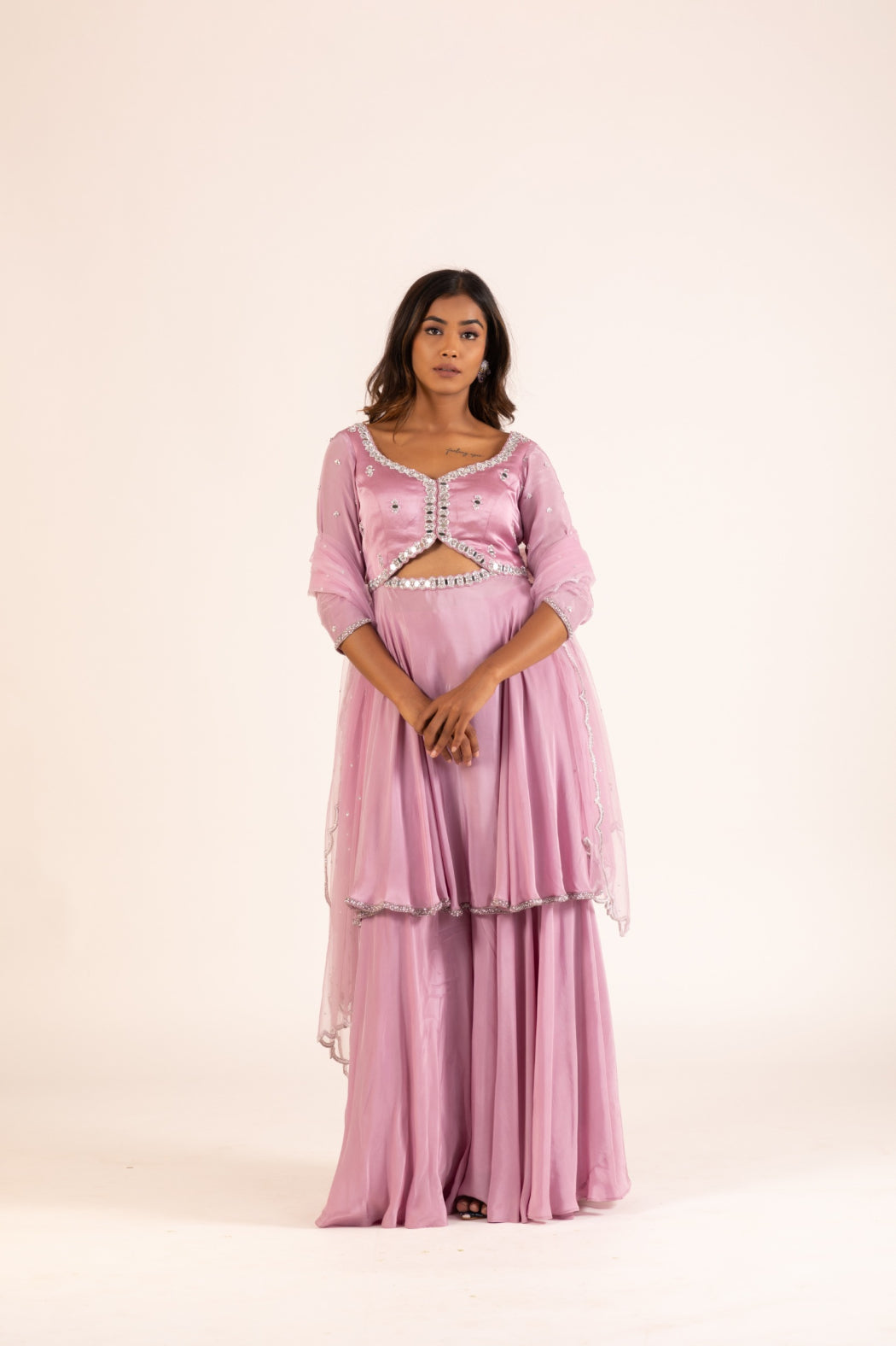 LILAC PEPLUM AND SHARARA SET