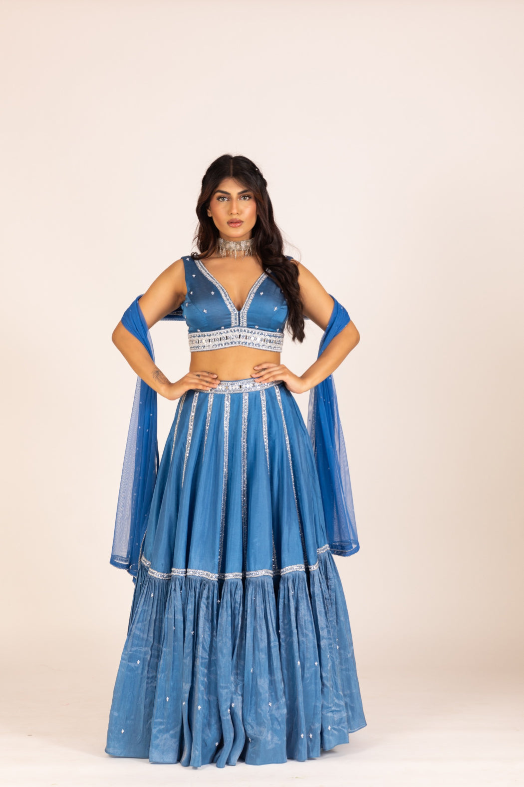 BLUE KALI LEHENGA SET