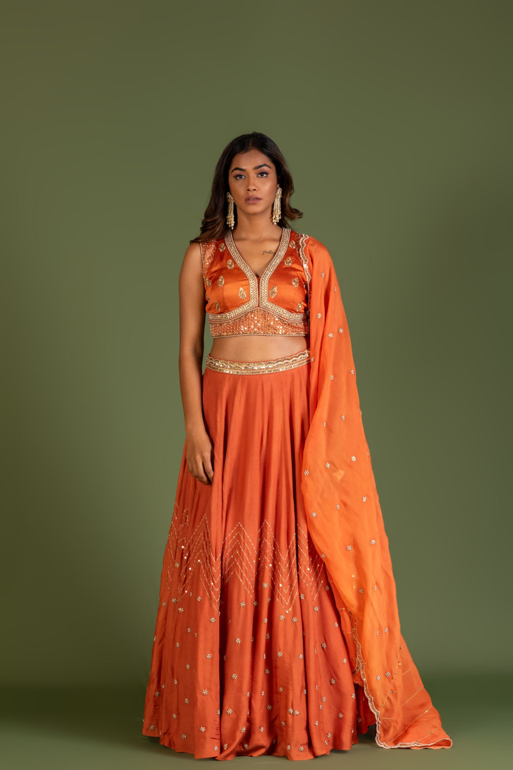 RUST LEHENGA SET