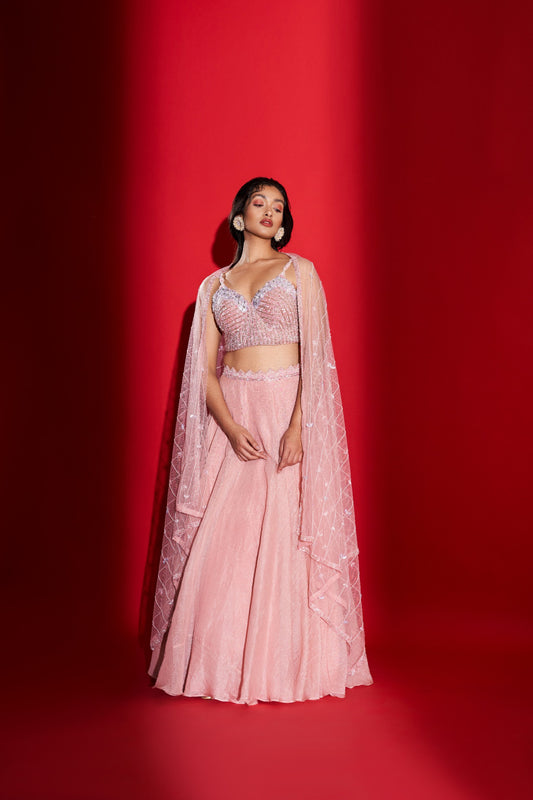 BLUSH CORSET AND LEHENGA SET