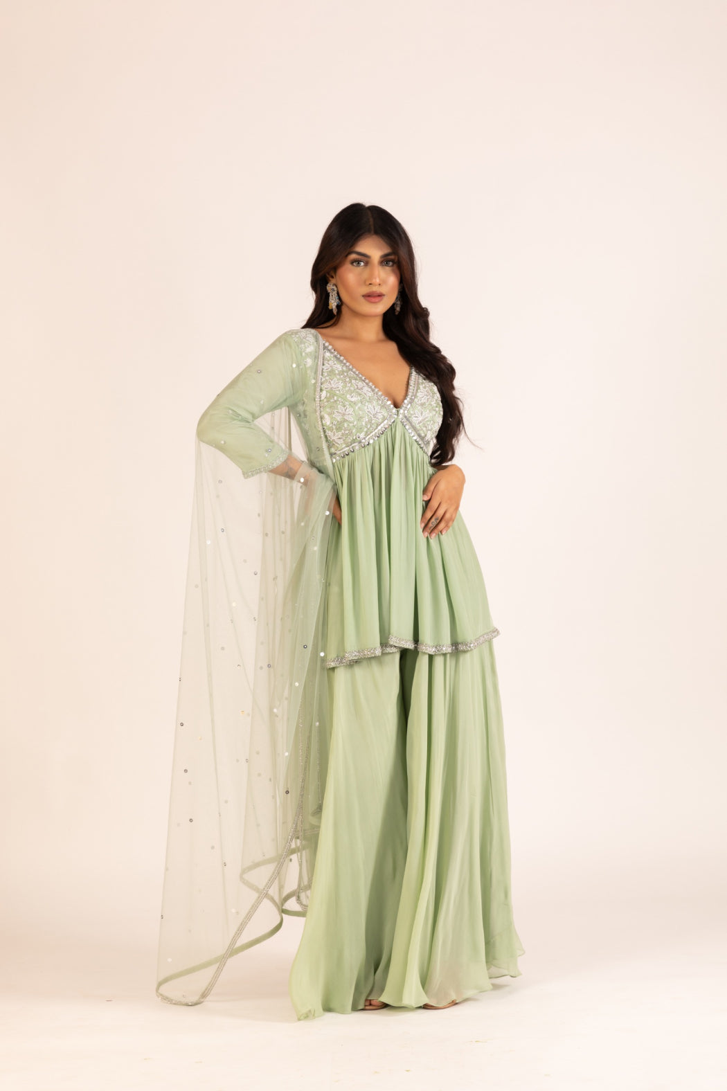 MINT PEPLUM AND SHARARA SET