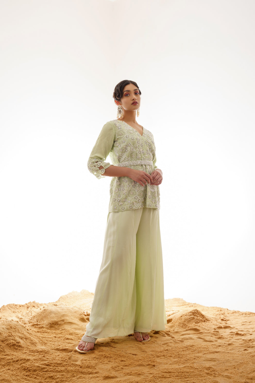 SAGE TUINC AND PANT SET WITH CUT WORK EMBROIDERY