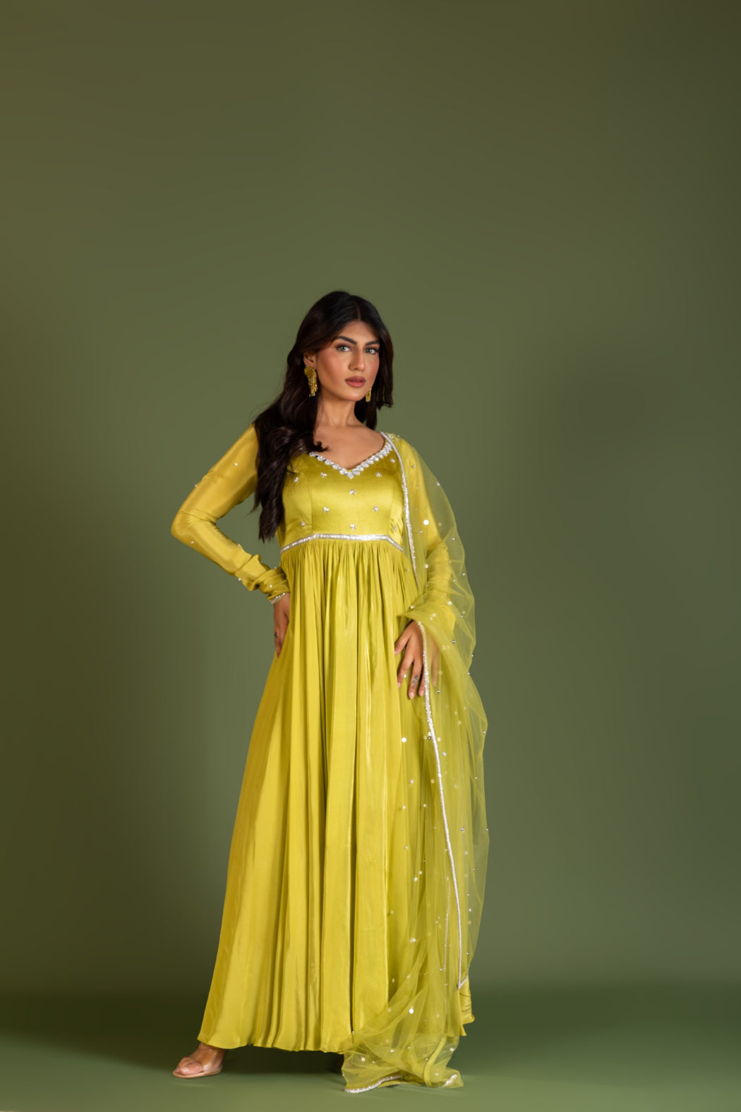 LIME GREEN ANARKALI SET