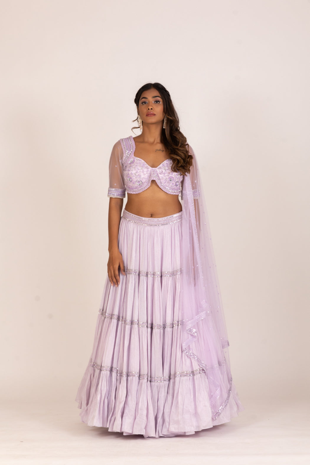 LILAC TIER LEHENGA SET