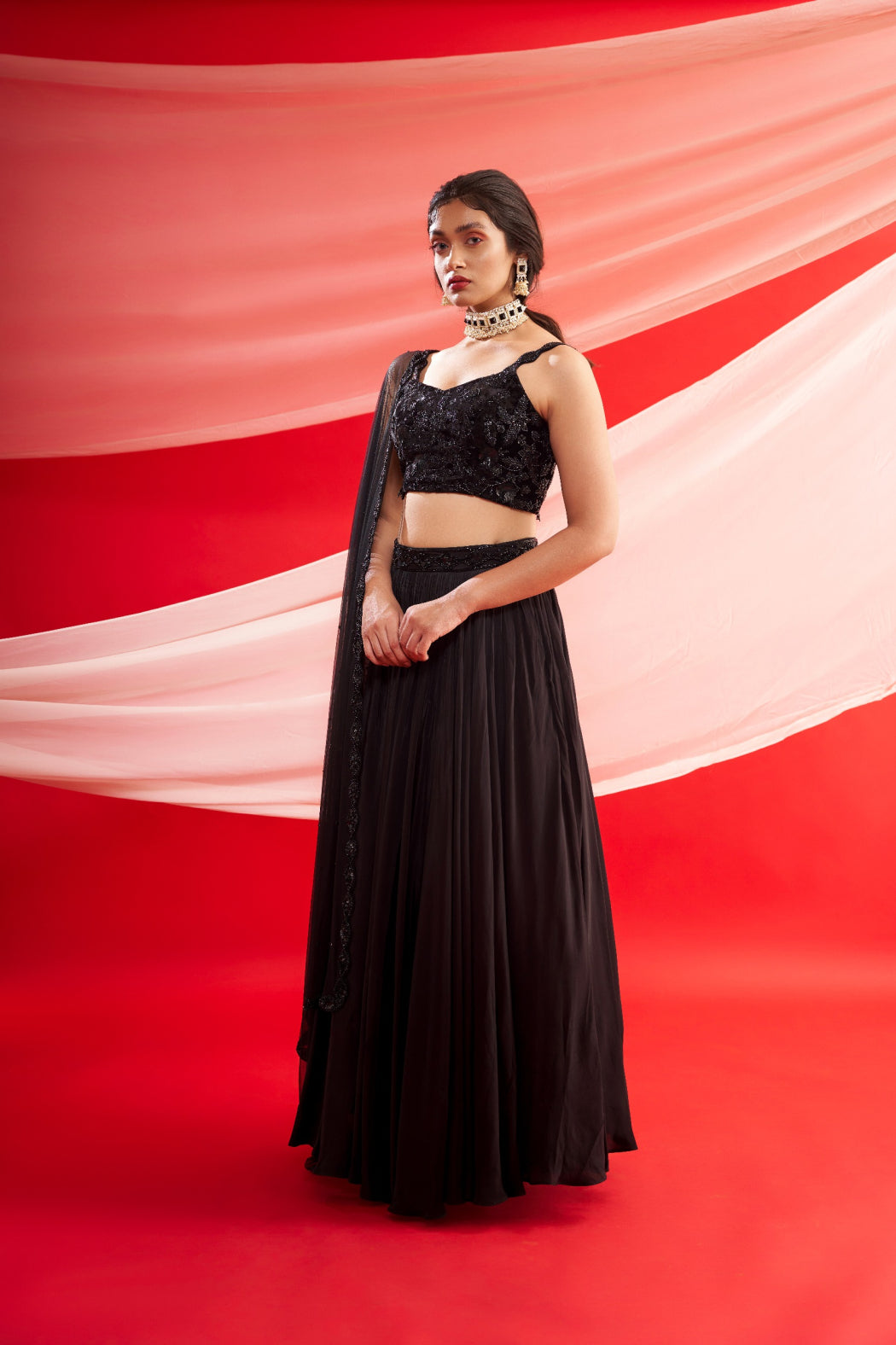 BLACK VELVET LEHENGA SET