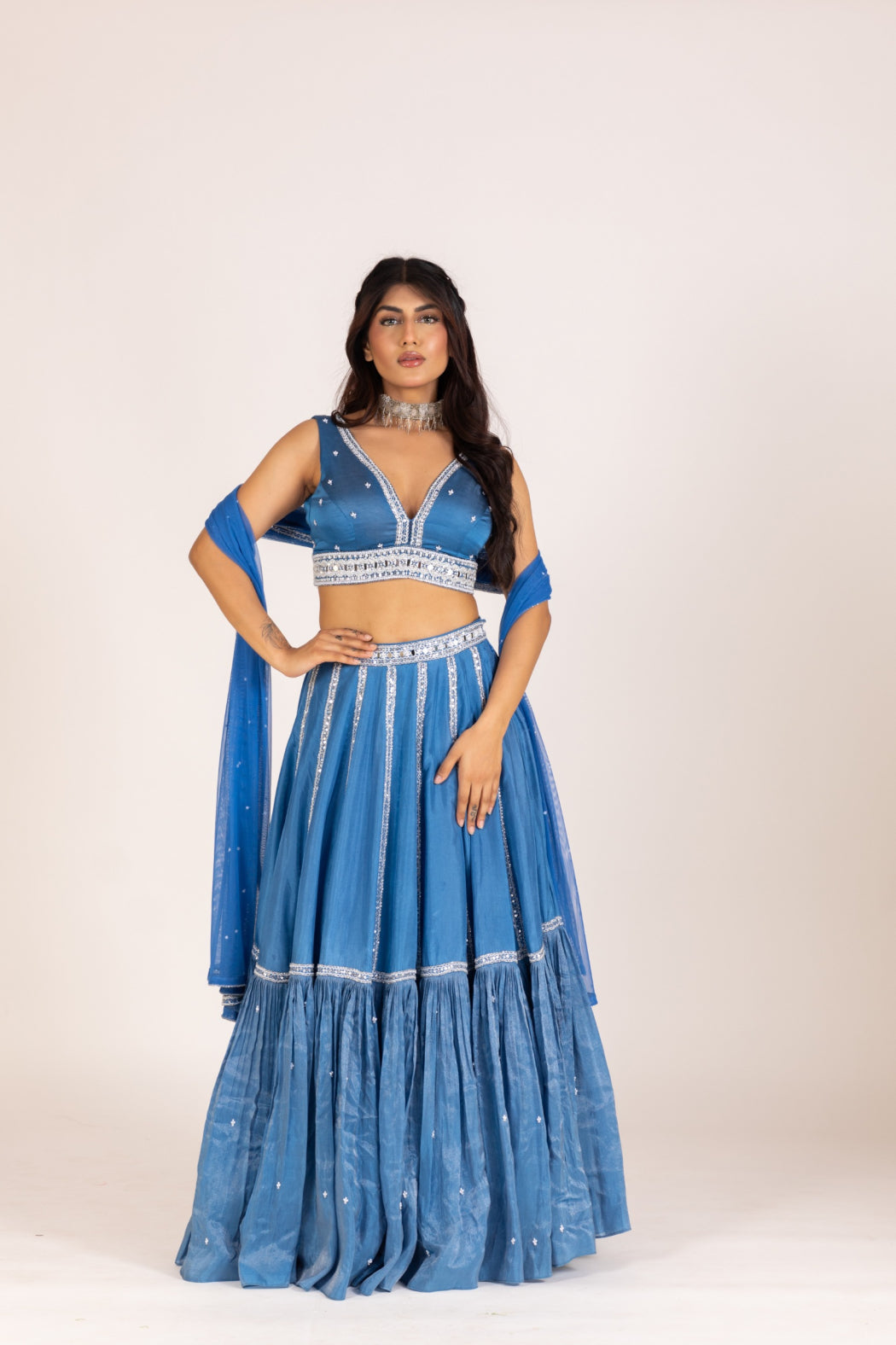 BLUE KALI LEHENGA SET