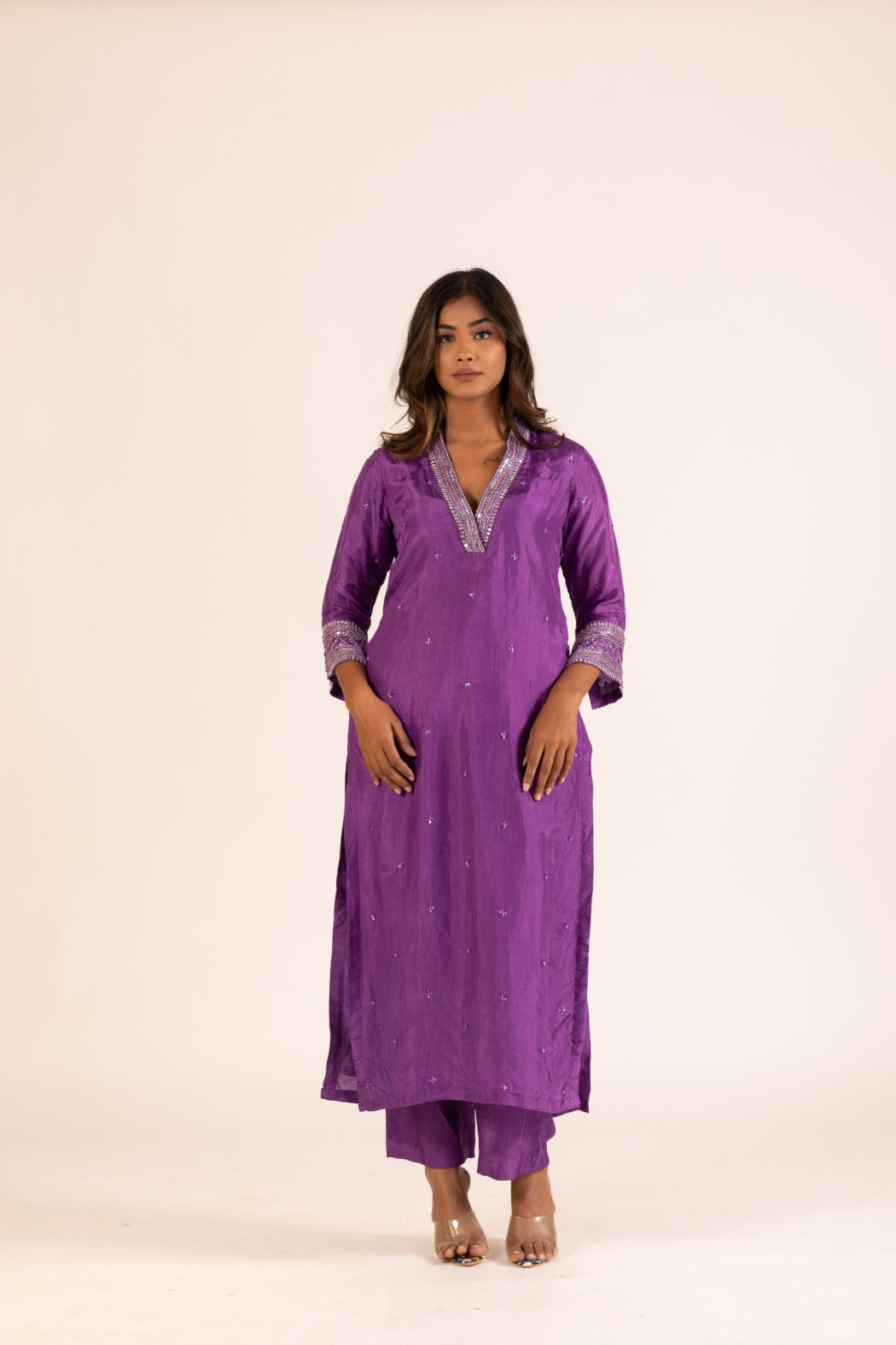 PURPLE STRAIGHT KURTA SET