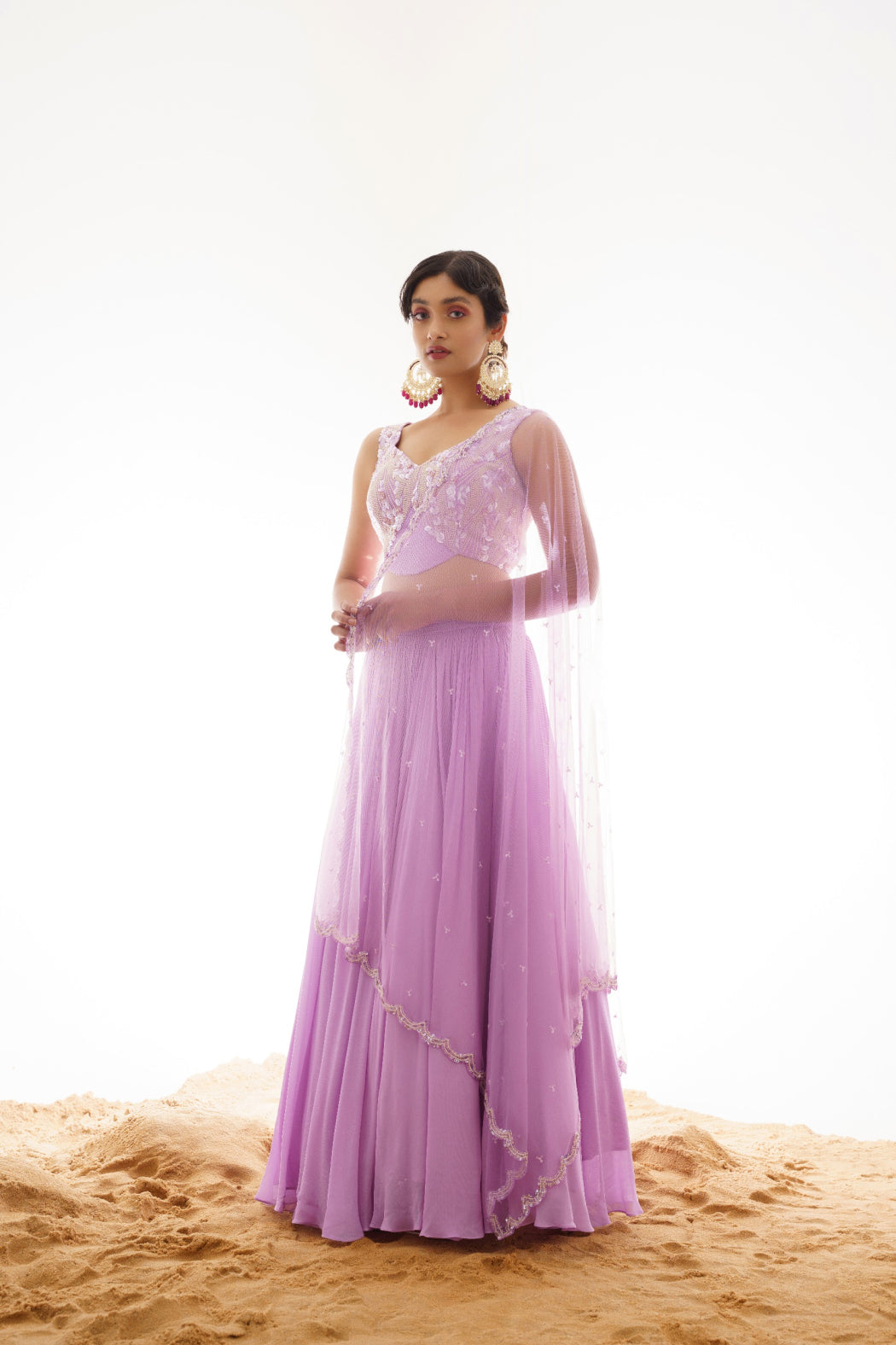 LILAC PEARL EMBROIDERED LEHENGA SET