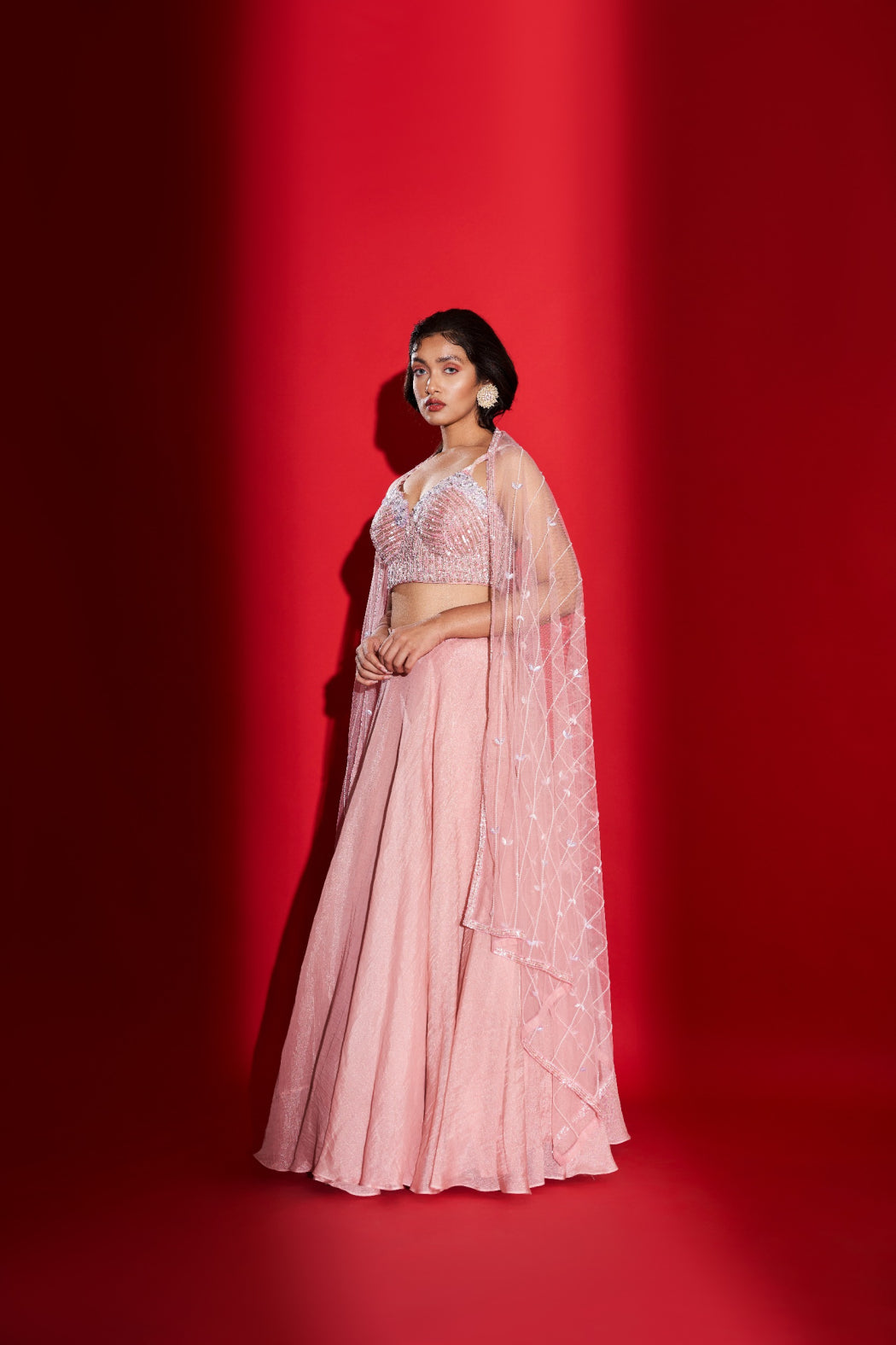 BLUSH CORSET AND LEHENGA SET