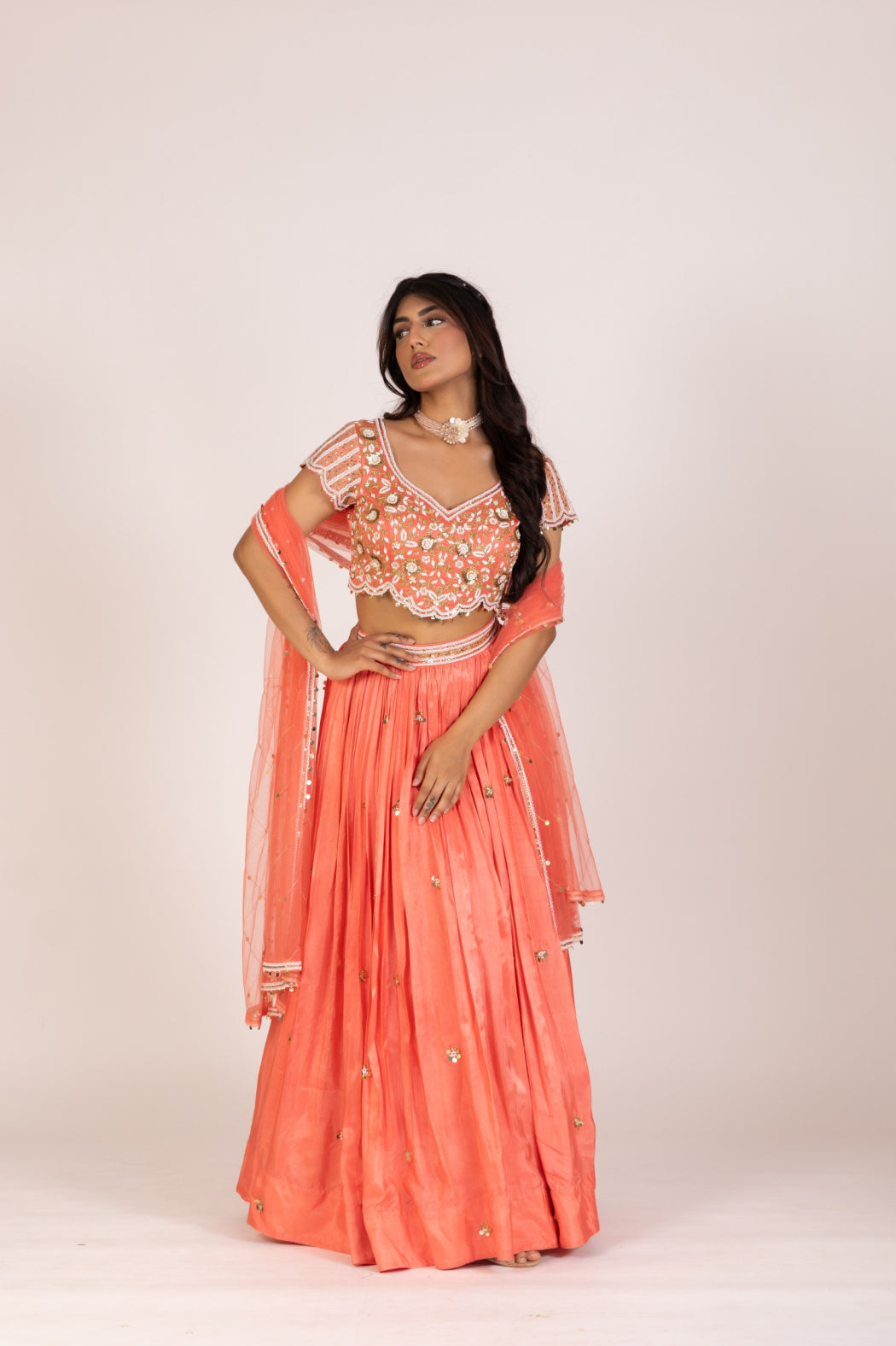 PEACH LEHENGA SET