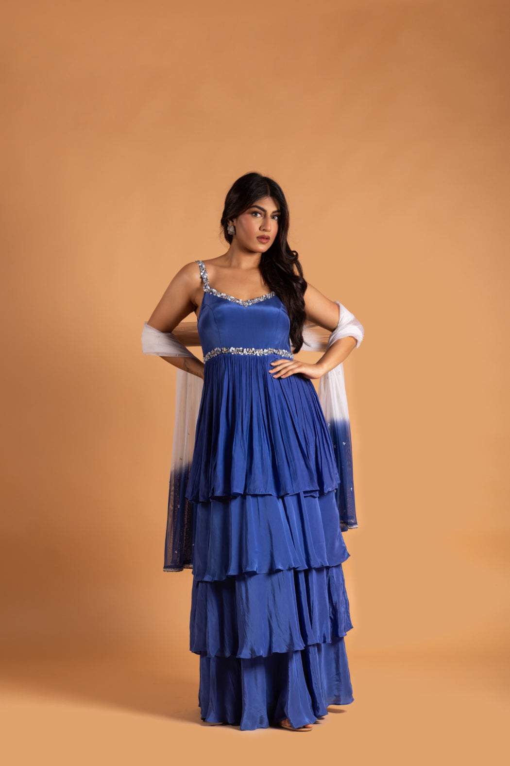 BLUE MULTI LAYER GOWN