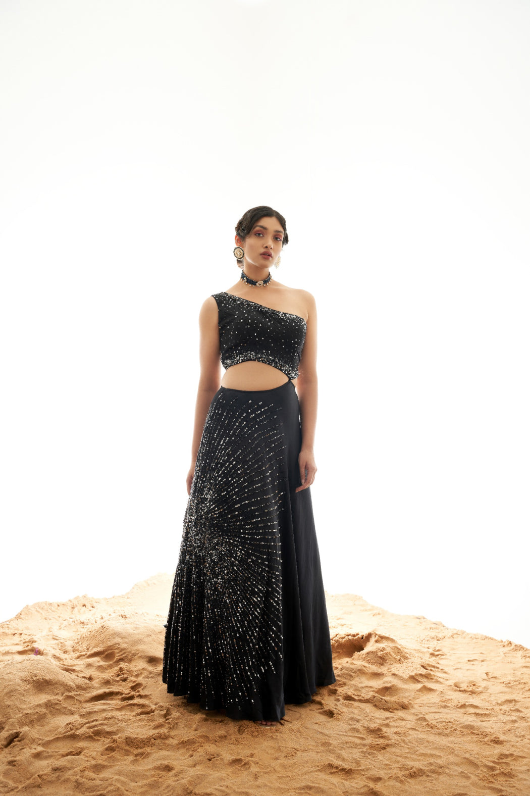 BLACK GOWN WITH ATTACHED DRAPPED DUPATTA