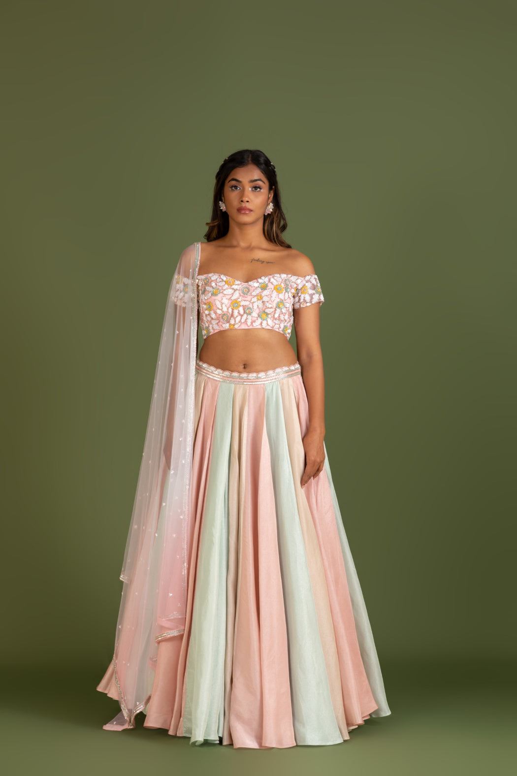 MULTICOLOUR LAYERED LEHENGA SET