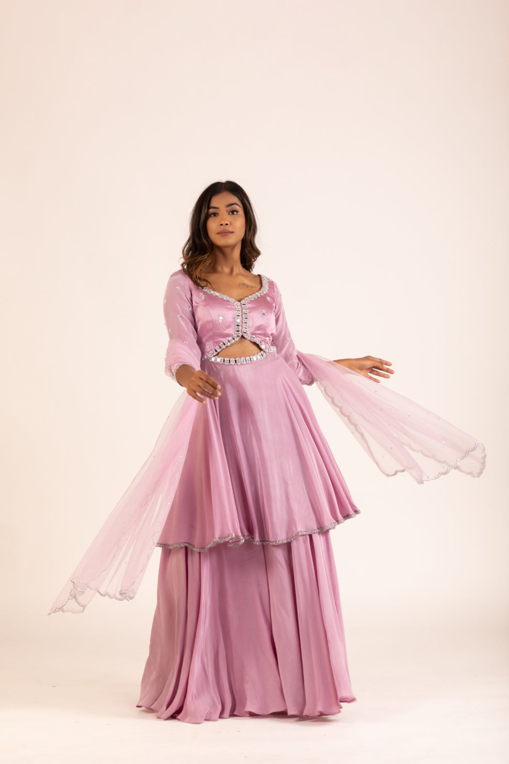 LILAC PEPLUM AND SHARARA SET