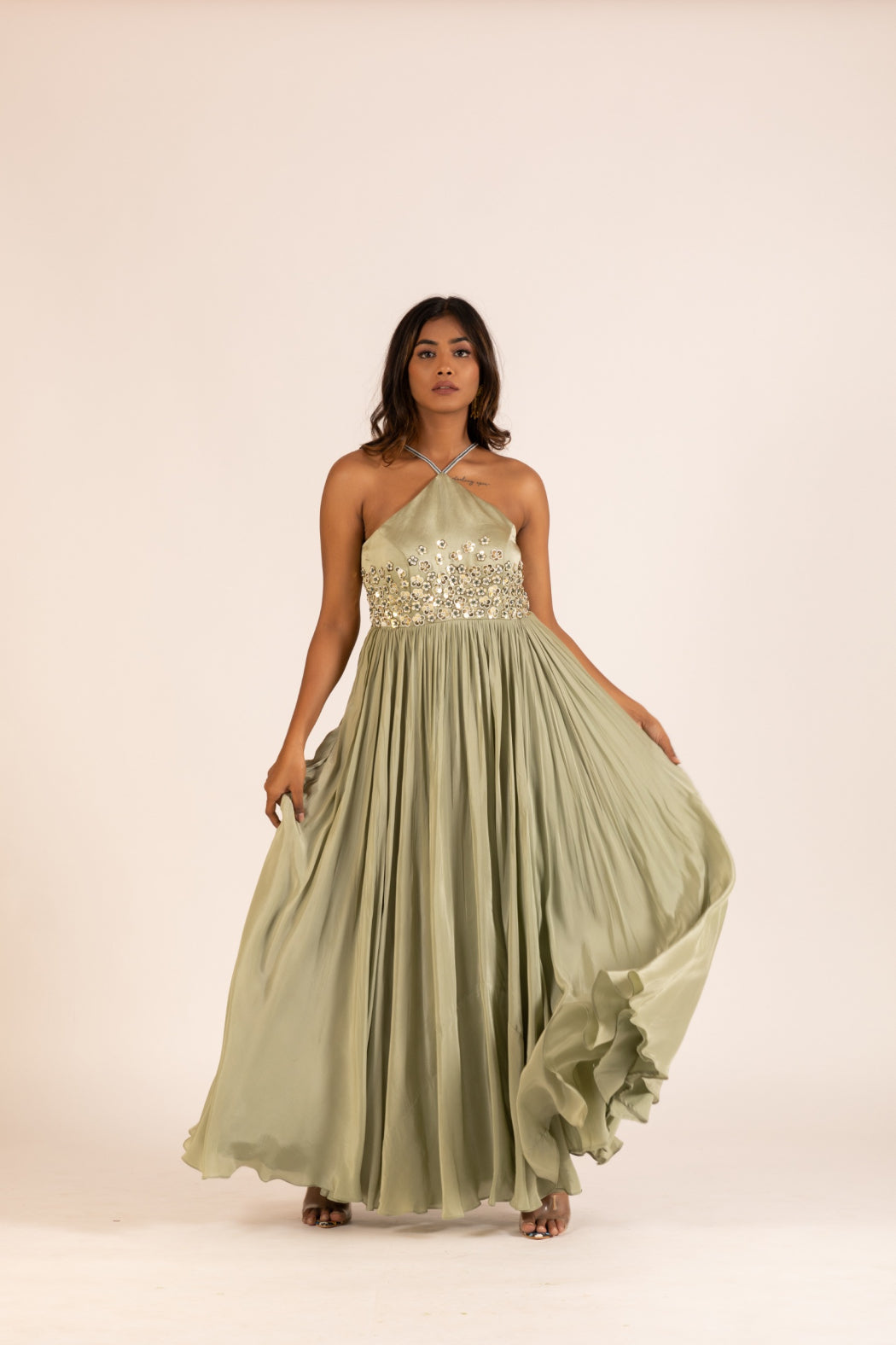 SAGE GREEN GOWN SET