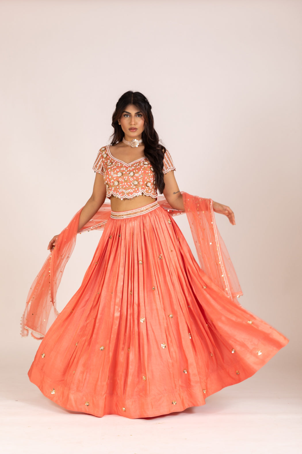 PEACH LEHENGA SET