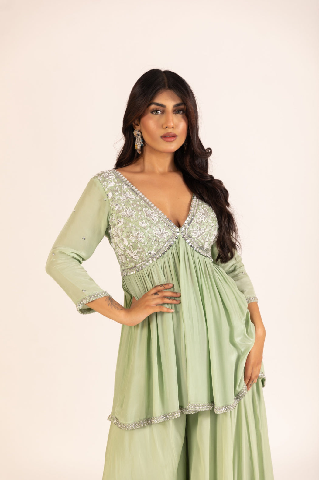 MINT PEPLUM AND SHARARA SET