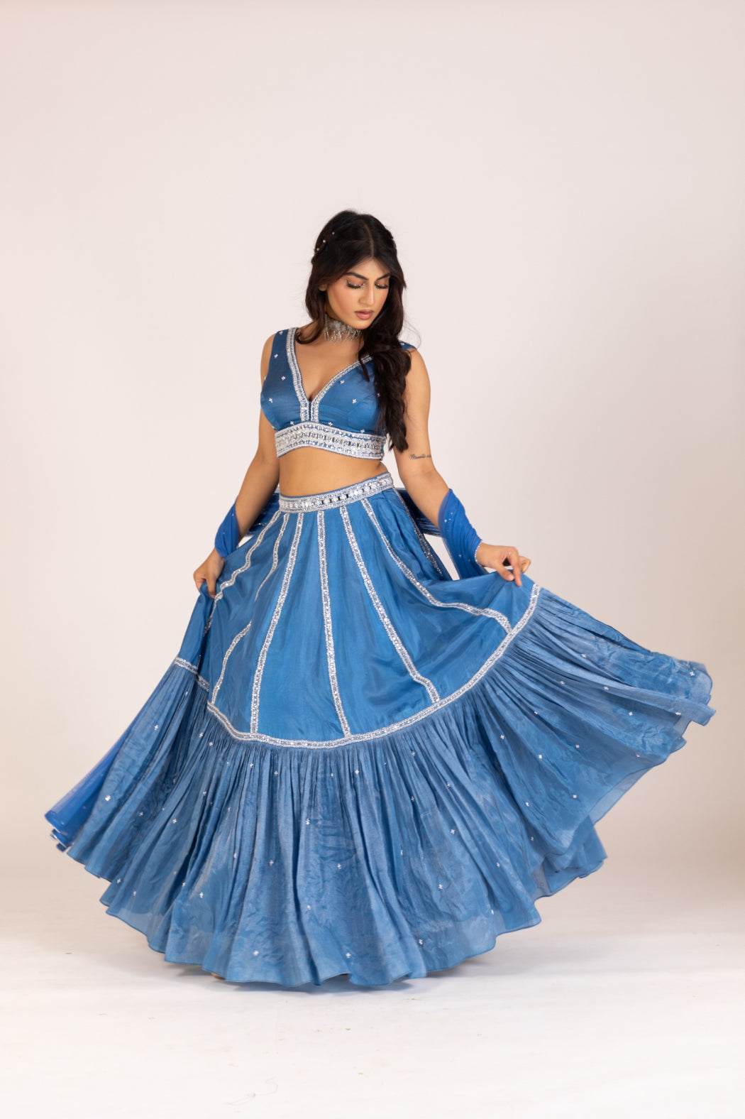 BLUE KALI LEHENGA SET