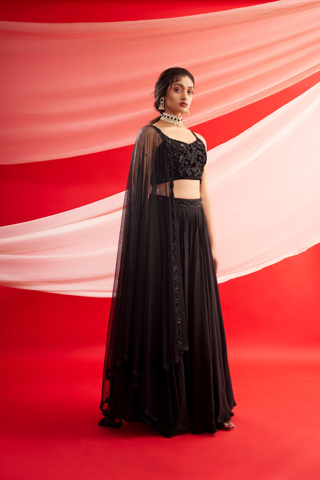 BLACK VELVET LEHENGA SET