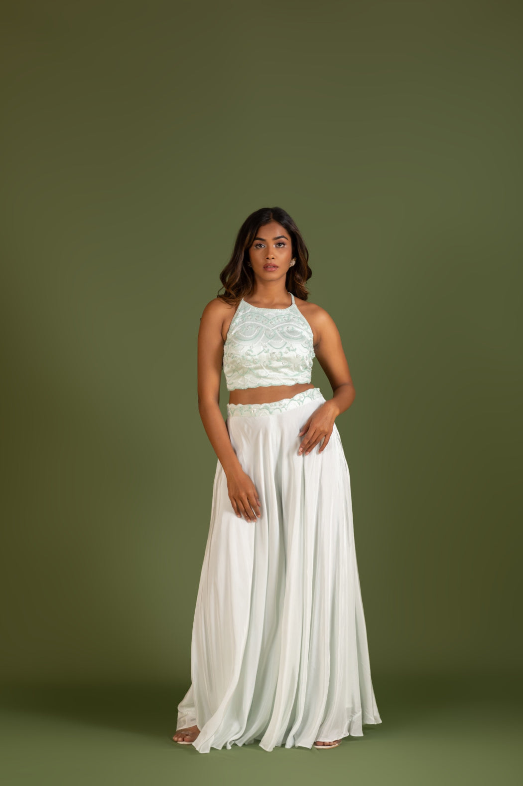 MINT SHRUG AND PLAZZO SET