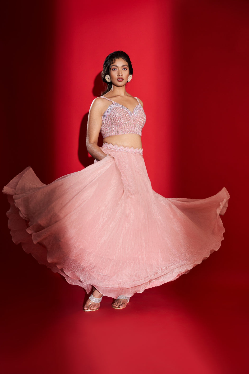 BLUSH CORSET AND LEHENGA SET