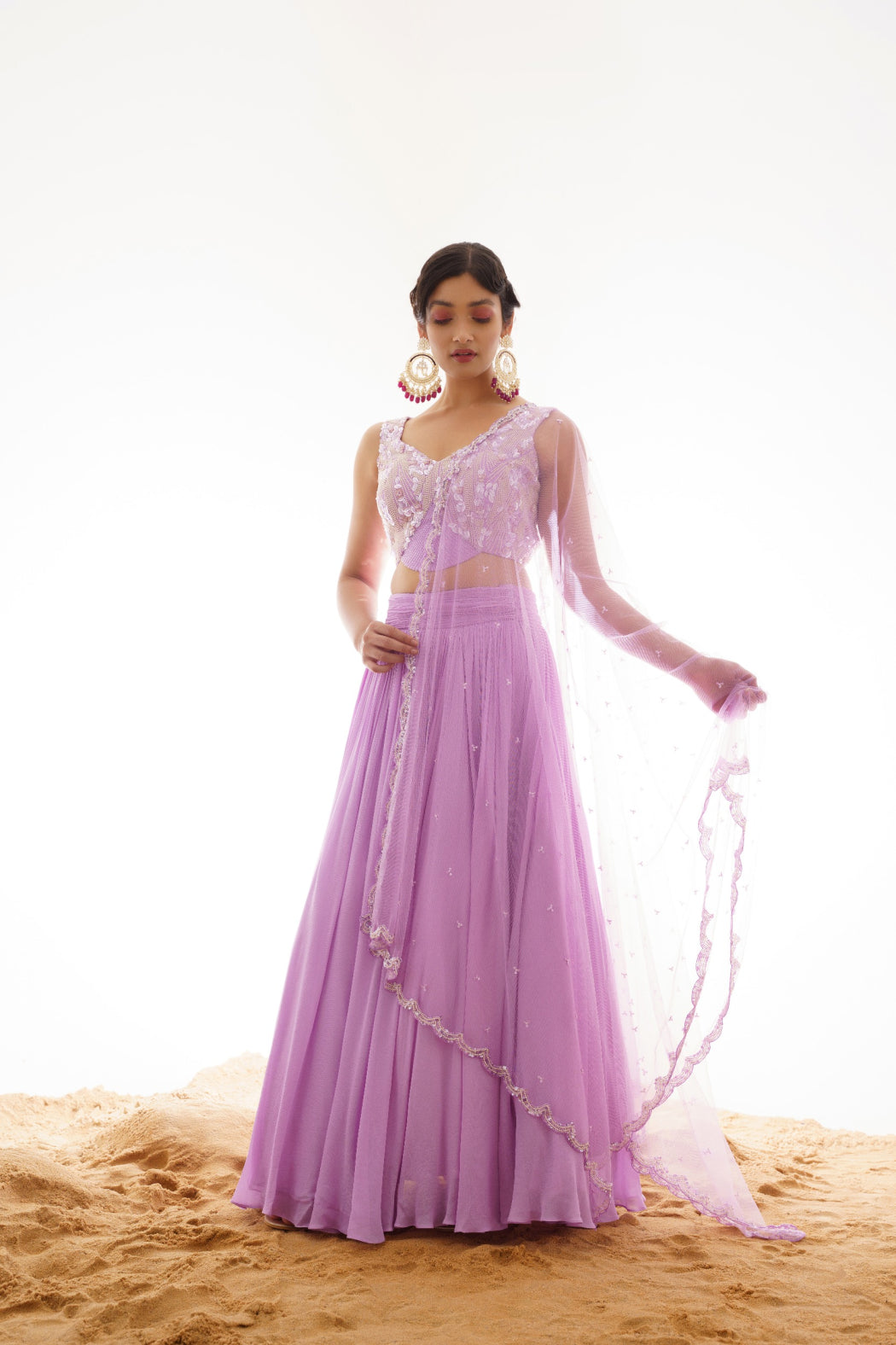 LILAC PEARL EMBROIDERED LEHENGA SET