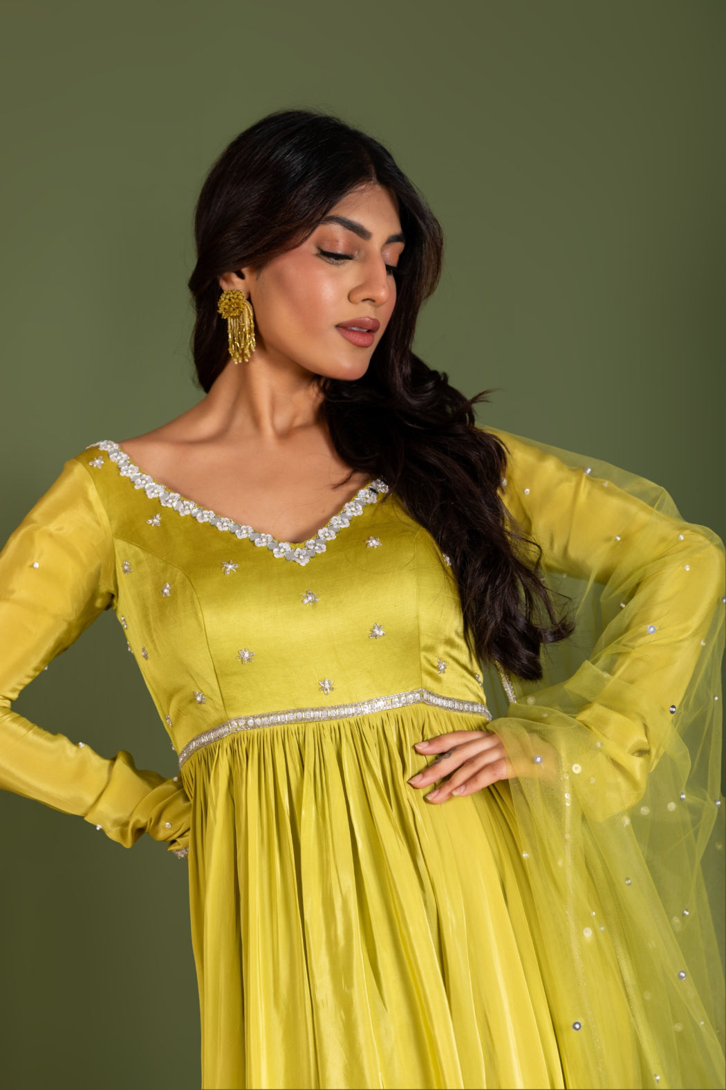 LIME GREEN ANARKALI SET