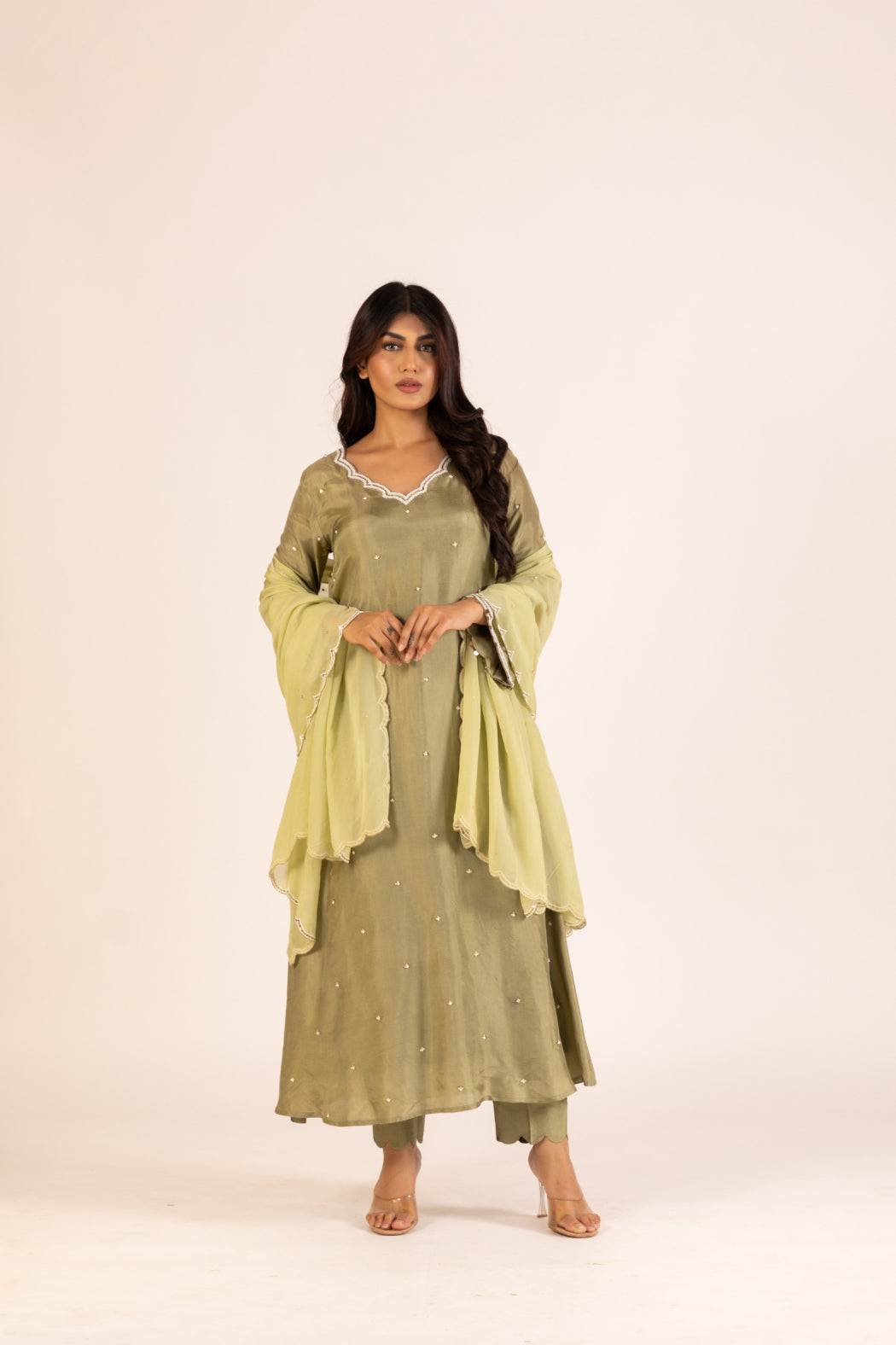 OLIVE GREEN KURTA SET