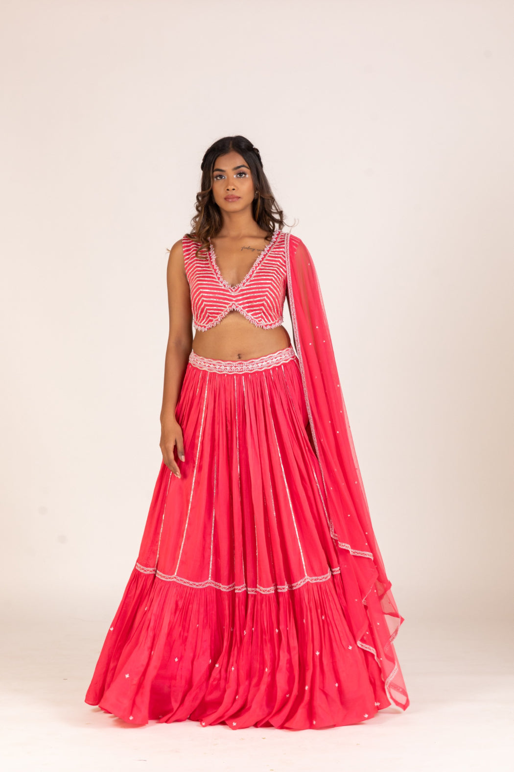 HOT PINK KALI LEHENGA SET