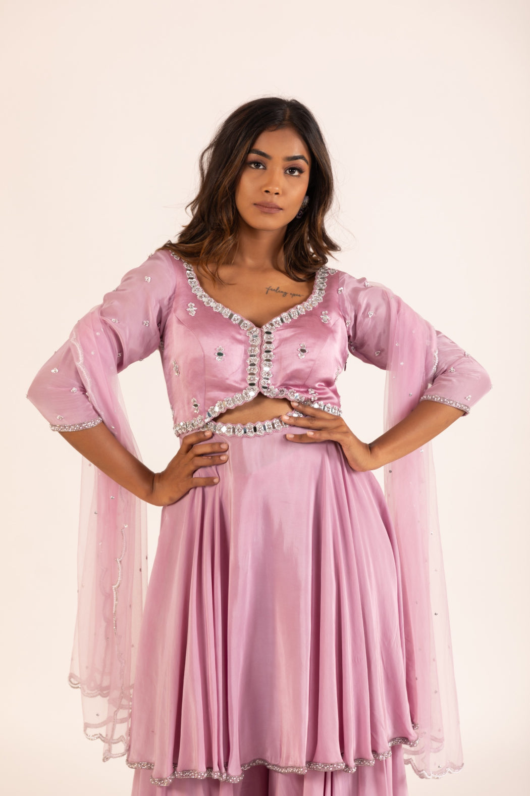 LILAC PEPLUM AND SHARARA SET