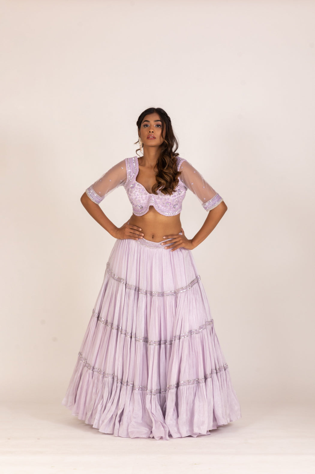 LILAC TIER LEHENGA SET