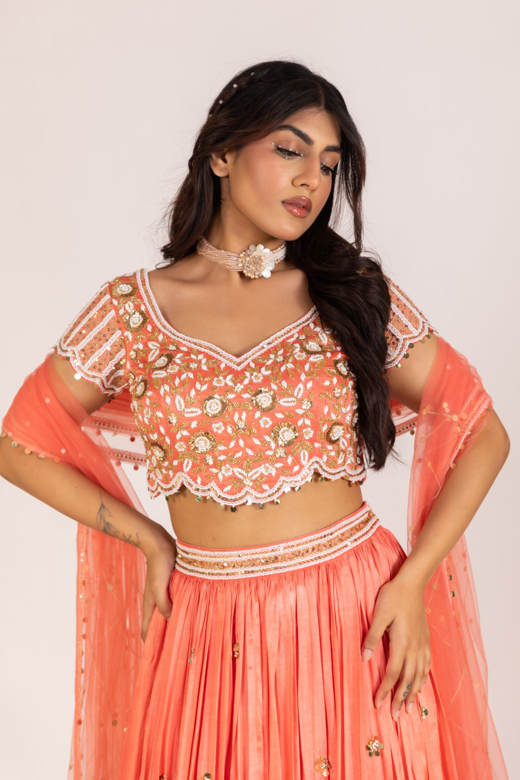 PEACH LEHENGA SET