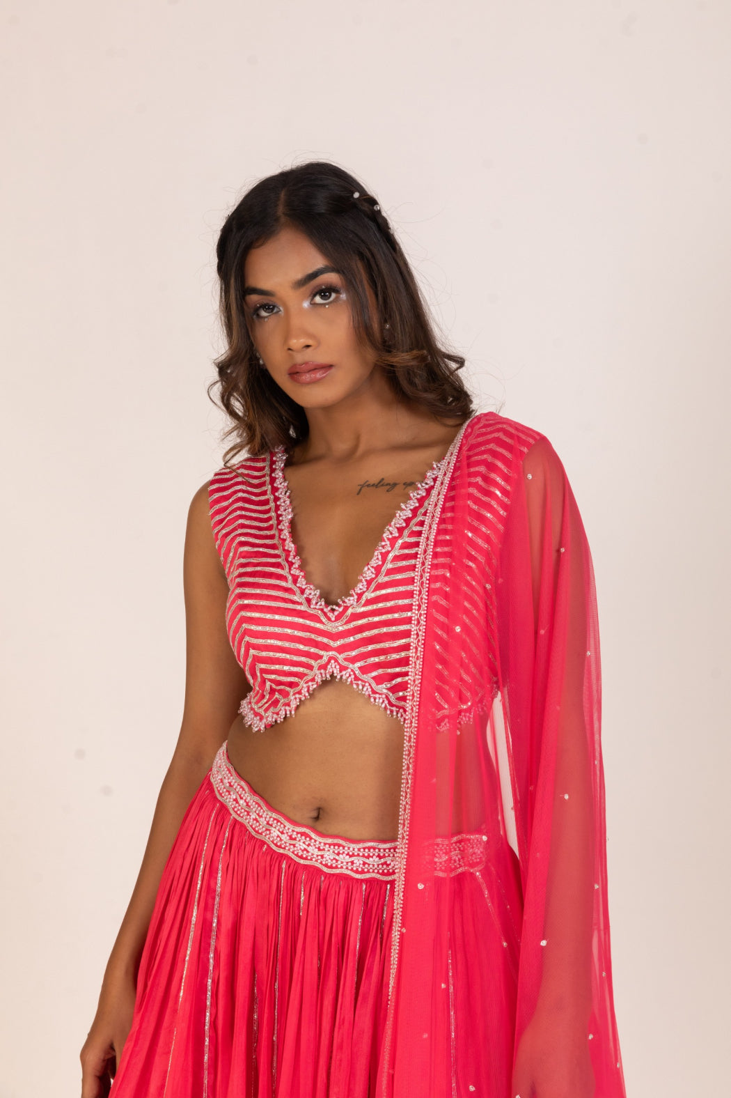 HOT PINK KALI LEHENGA SET