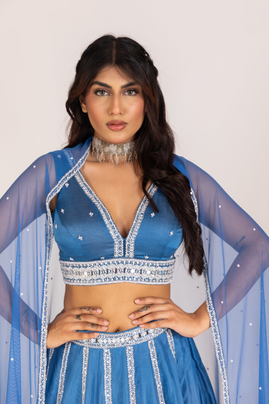 BLUE KALI LEHENGA SET