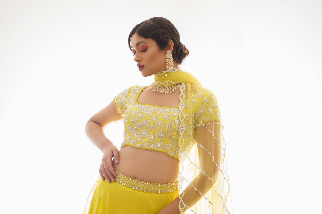 LIME YELLOW LEHENGA SET